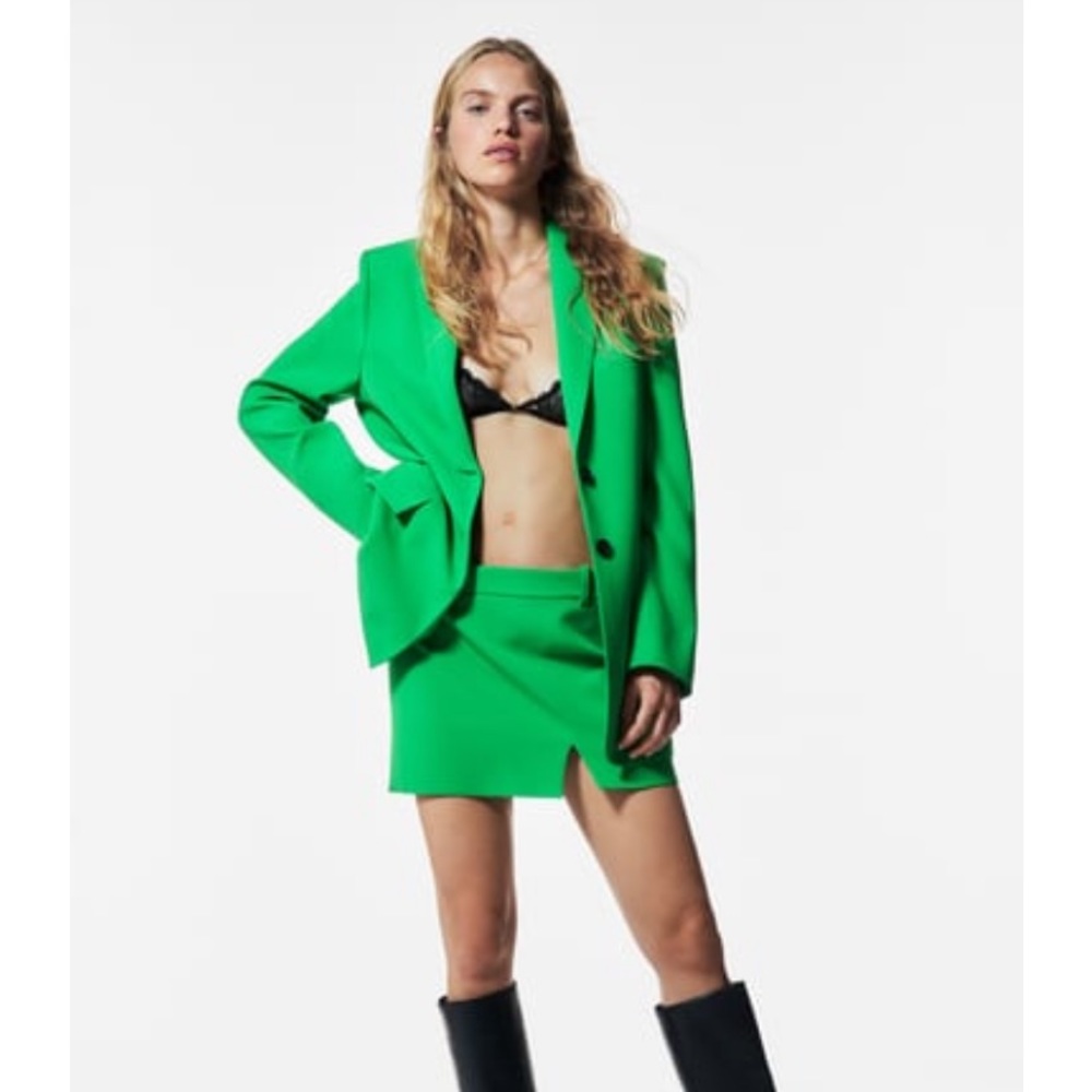 Zara green blazer and skirt set